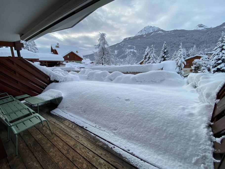 Appartement 4 Pers Grande Terrasse Vue Pistes Ski Saint-Chaffrey Exteriör bild